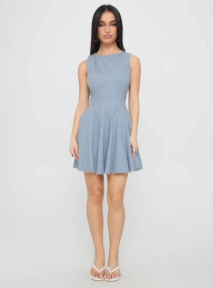 Composure Pleat Mini Dress Blue