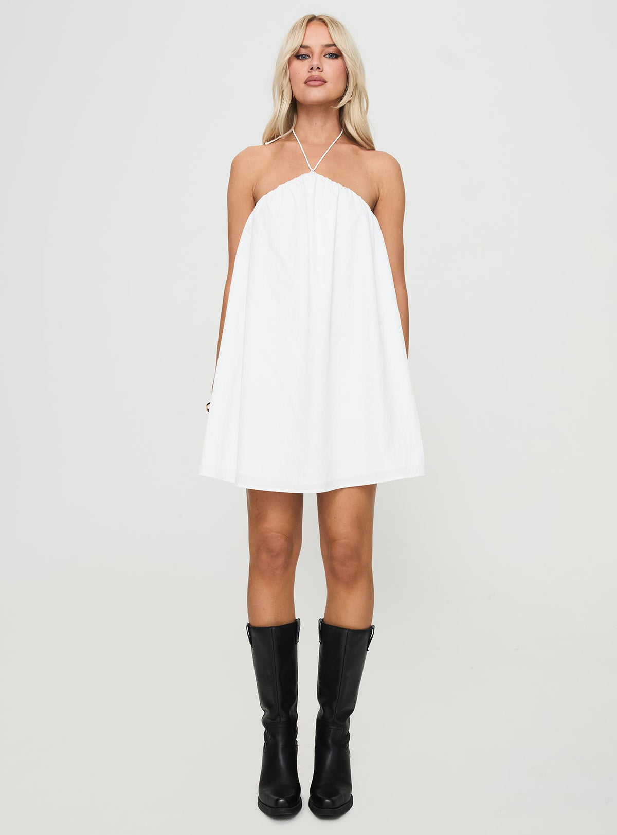 Peaco Halter Mini Dress White