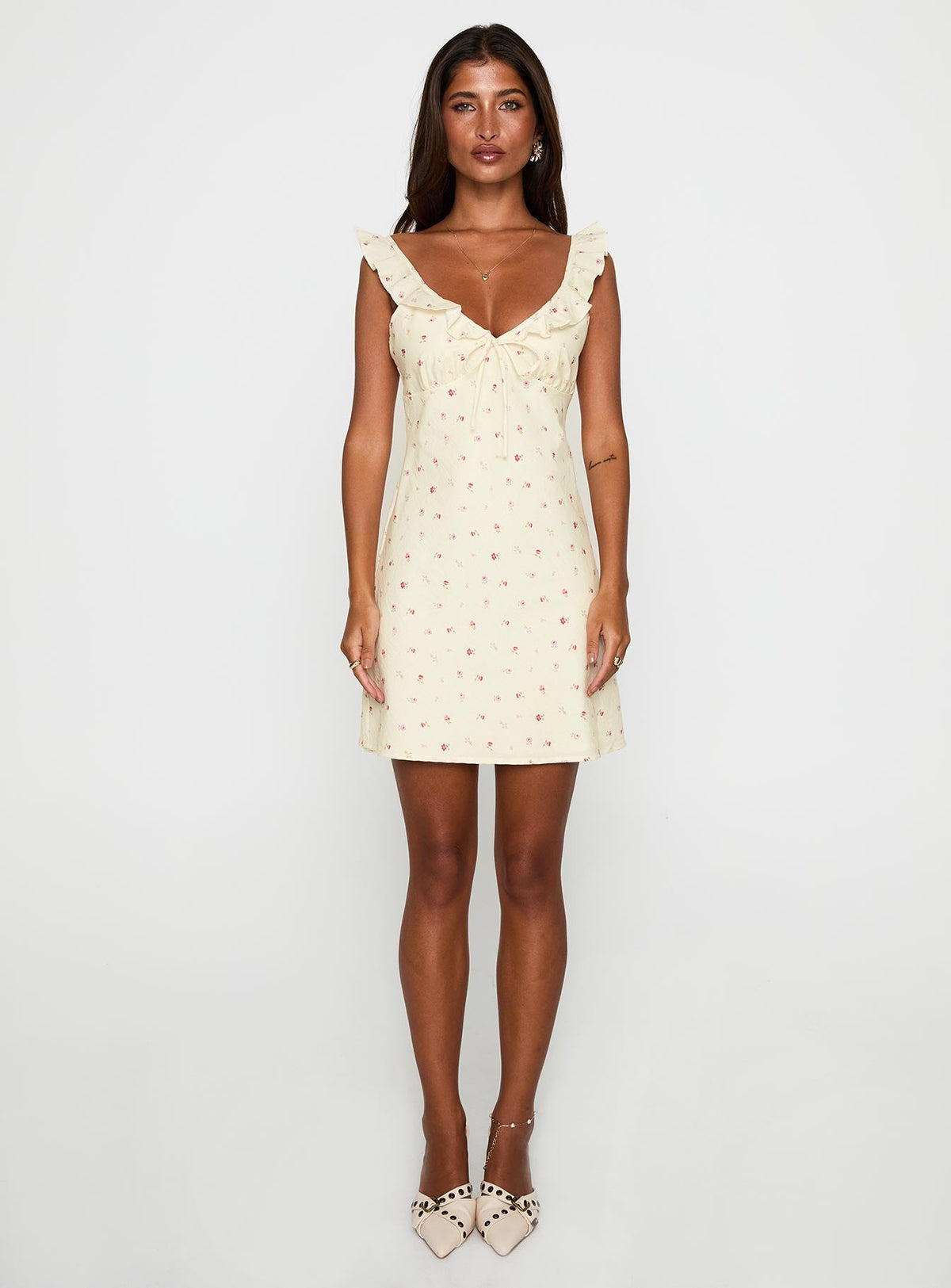 Tattoo Kisses Frill Mini Dress Floral