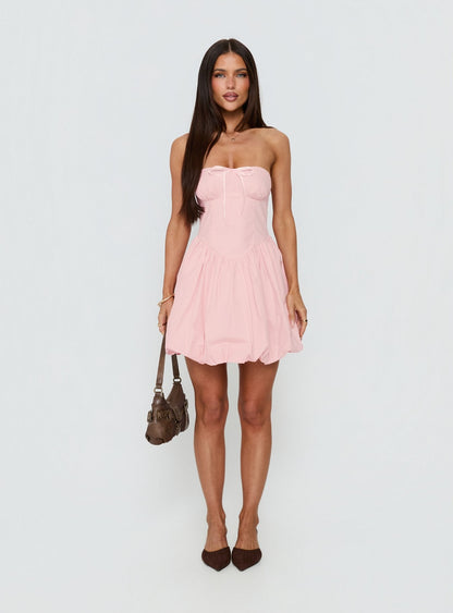Melaina Bubble Hem Mini Dress Pink