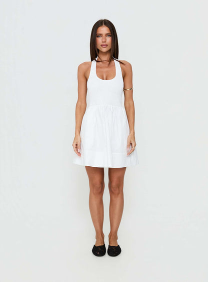 These Words Halter Mini Dress White