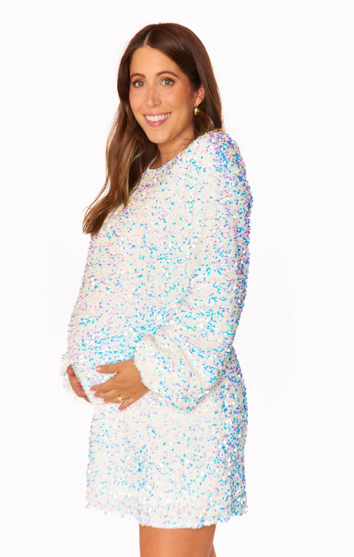 Clarabelle Dress ~ White Sparkle Sequins