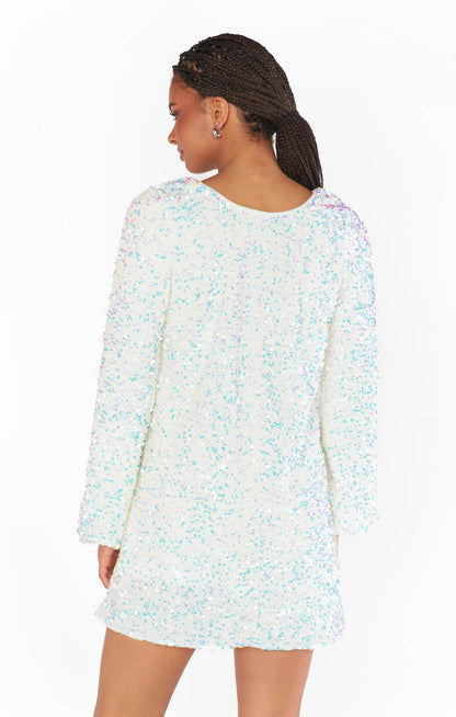 Clarabelle Dress ~ White Sparkle Sequins
