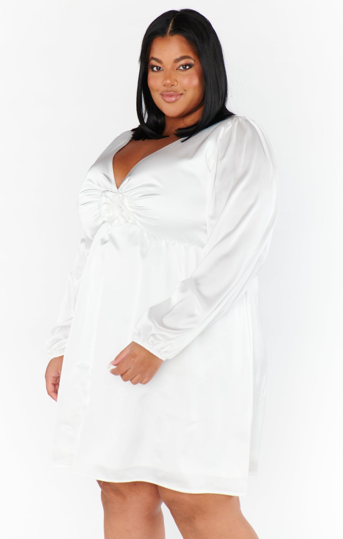 Rosetta Mini Dress ~ Ivory Luxe Satin