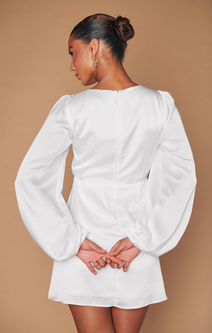 Rosetta Mini Dress ~ Ivory Luxe Satin