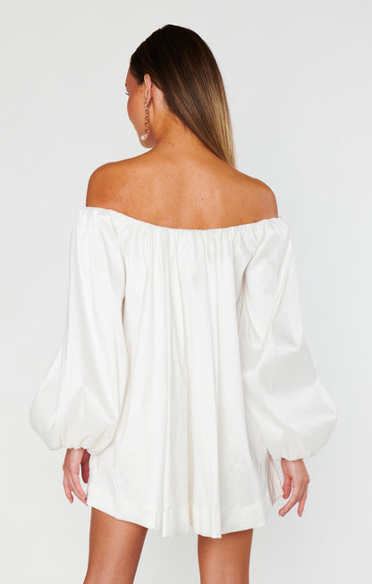 Brenna Mini Dress ~ White Taffeta