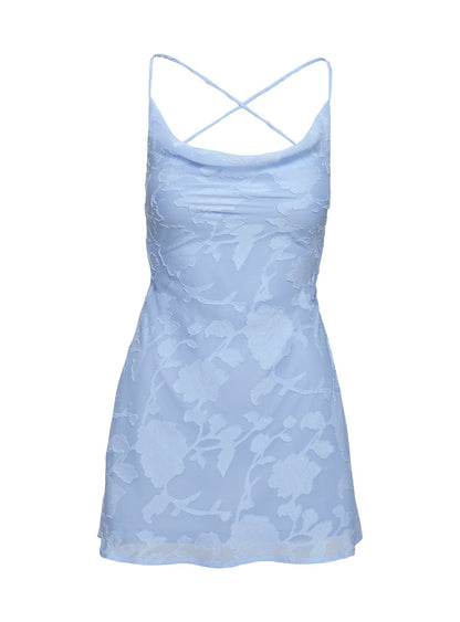 Celena Mini Dress Light Blue Burnout Tall