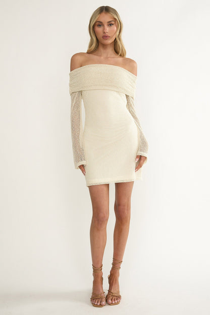 Alivya Off-Shoulder Knit Mini Dress Butter