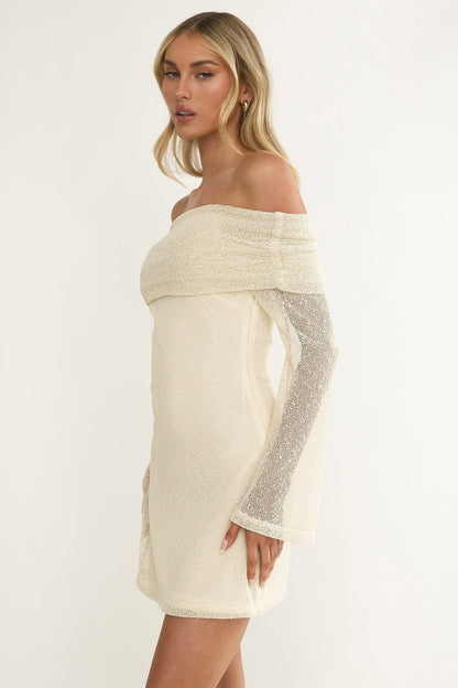Alivya Off-Shoulder Knit Mini Dress Butter