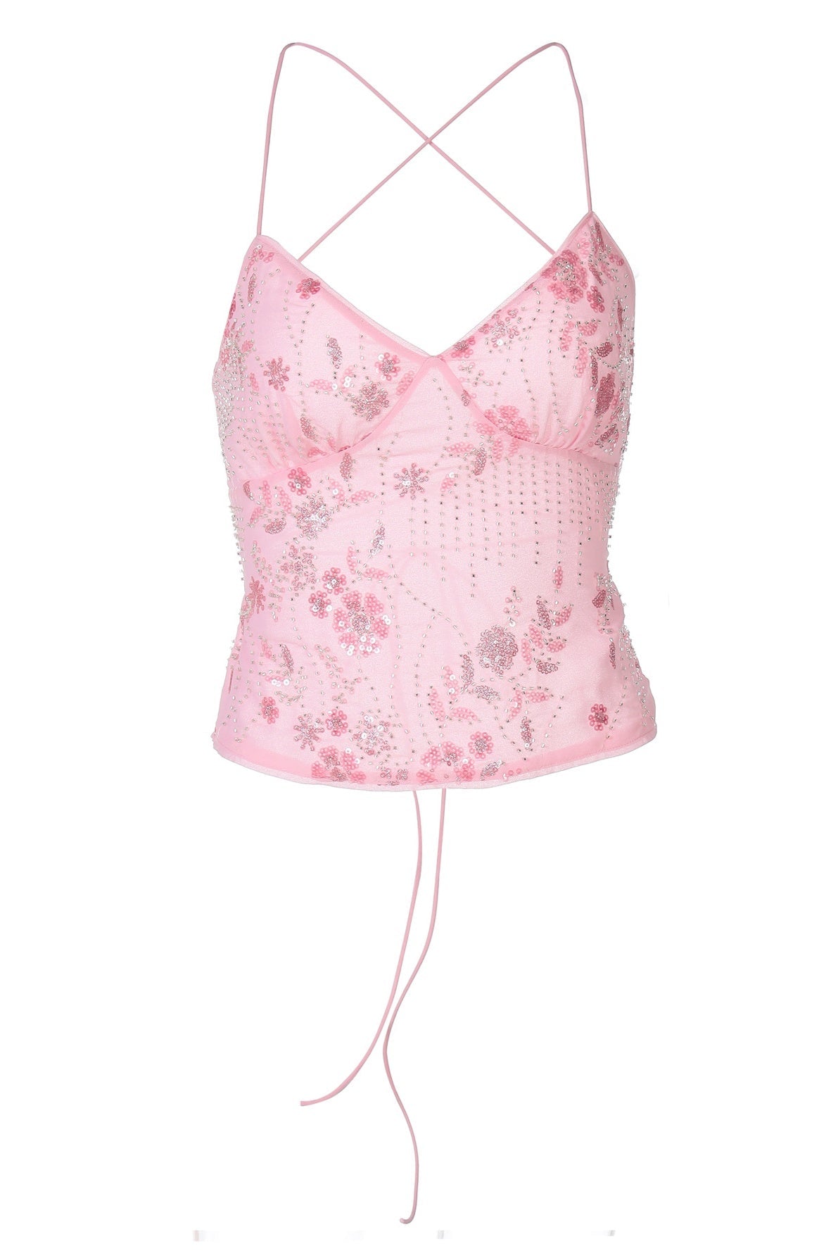 Straps Pink Beaded Top