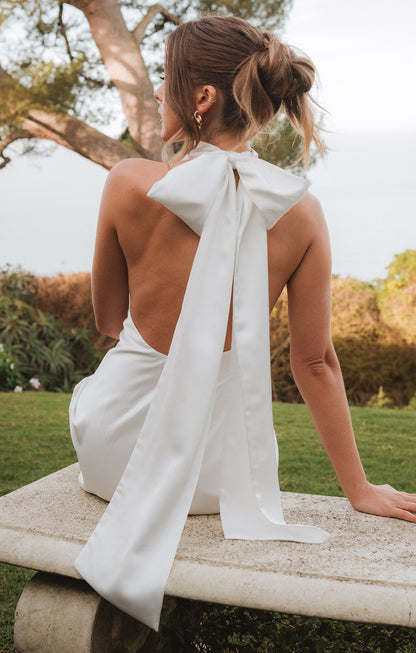 Lisa Mini Dress ~ Ivory Luxe Satin