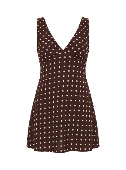 Nellie Mini Dress Brown Polka Dot