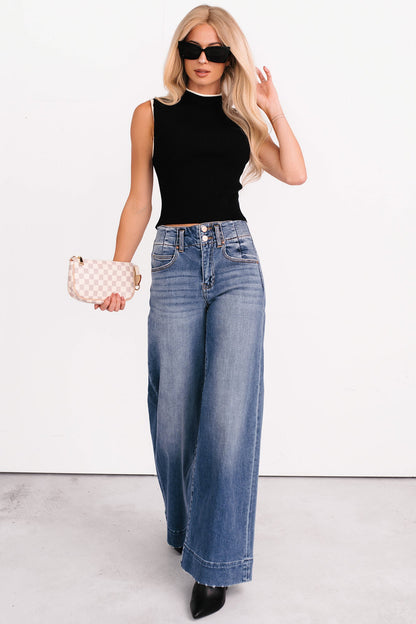 Gonna Go Far Contrast Trim Sleeveless Top (Black/Cream)
