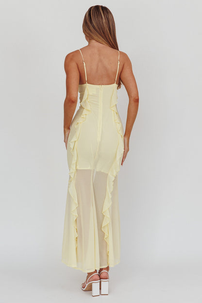 Frannie Vertical Ruffle Maxi Dress Lemon