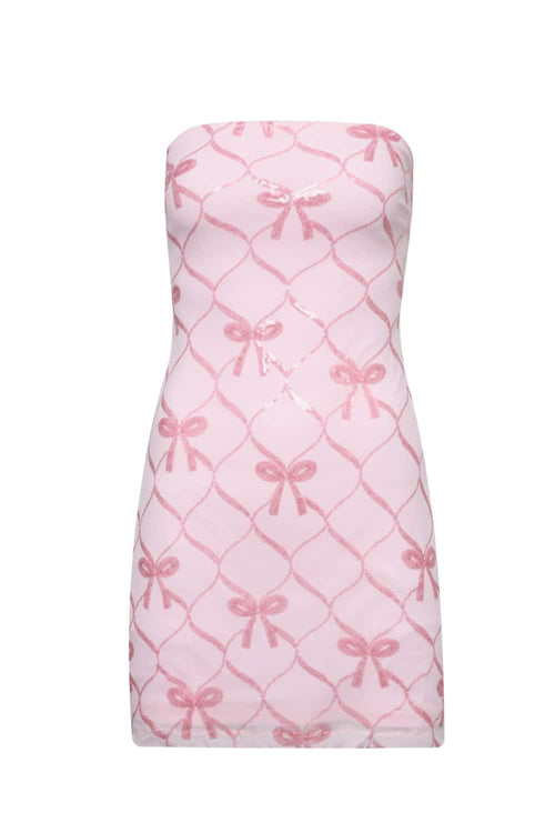 Strapless Pink Tight Short Dress with Lace-up Back