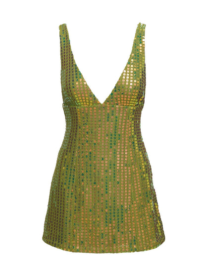Porscha Shimmer Mini Dress Green