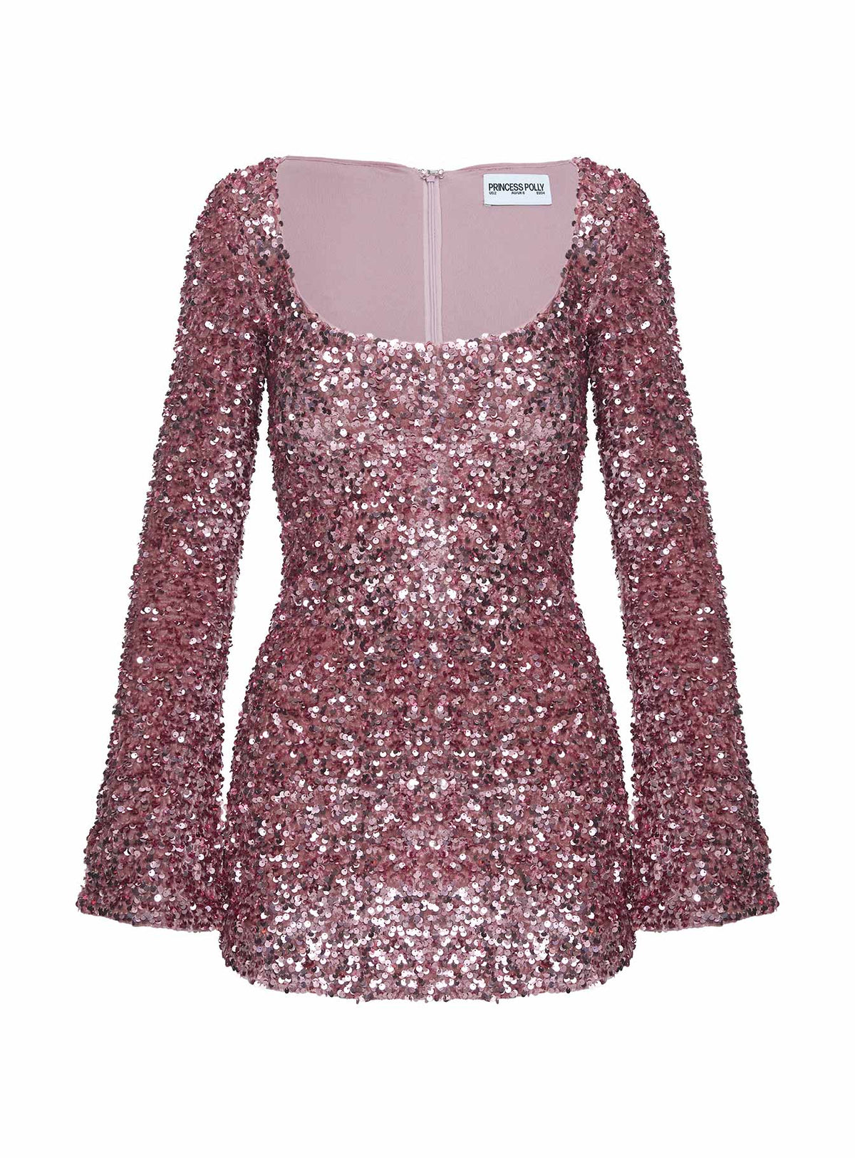 Vinelle Long Sleeve Mini Dress Dusty Pink