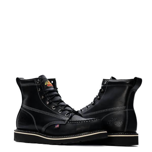 Thorogood American Heritage Midnight Series black moc toe boot, detail product view