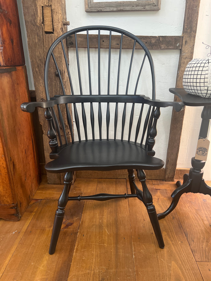 Antique Sack Back Windsor Armchair in Black
