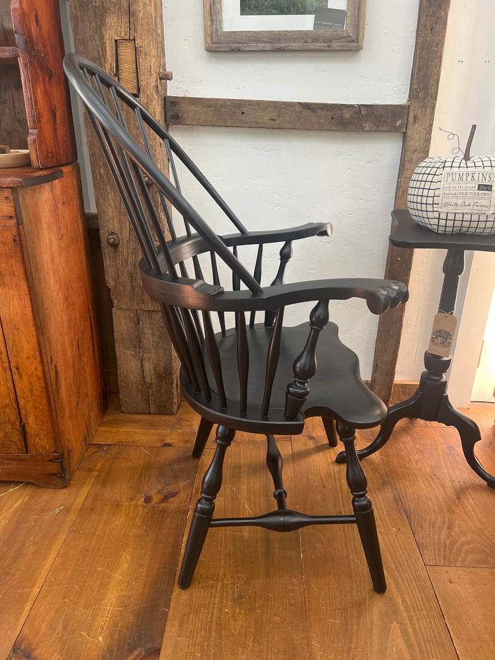 Antique Sack Back Windsor Armchair in Black