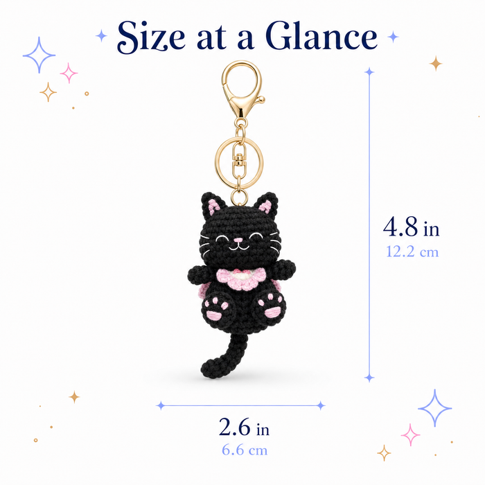 Black Cat Crochet Keychain