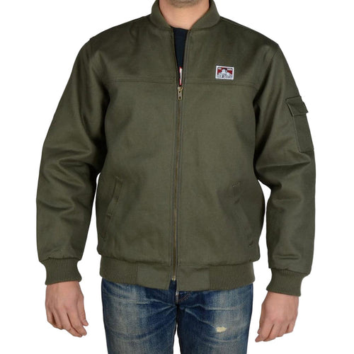 Ben Davis bomber jacket in olive with ribbed collar and cuffs and full zip front