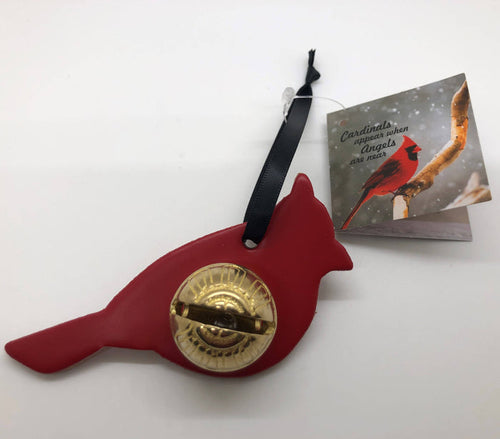 Cardinal Keepsake Bell W/ Black Ribbon: Brass