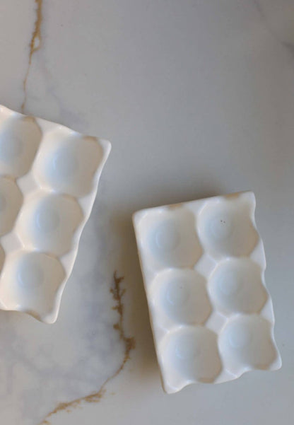 Ceramic Egg Trays: White