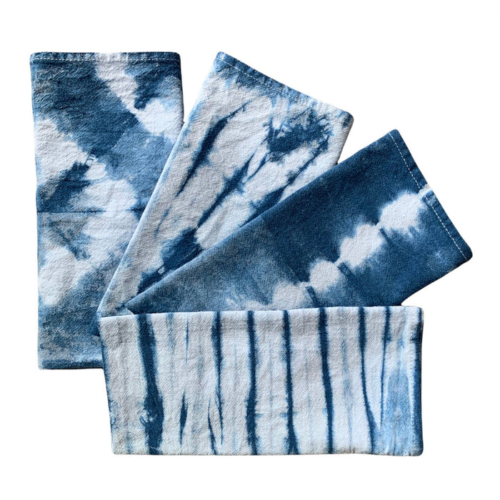 Cloth Napkins Assorted Indigo Shibori Set of Four