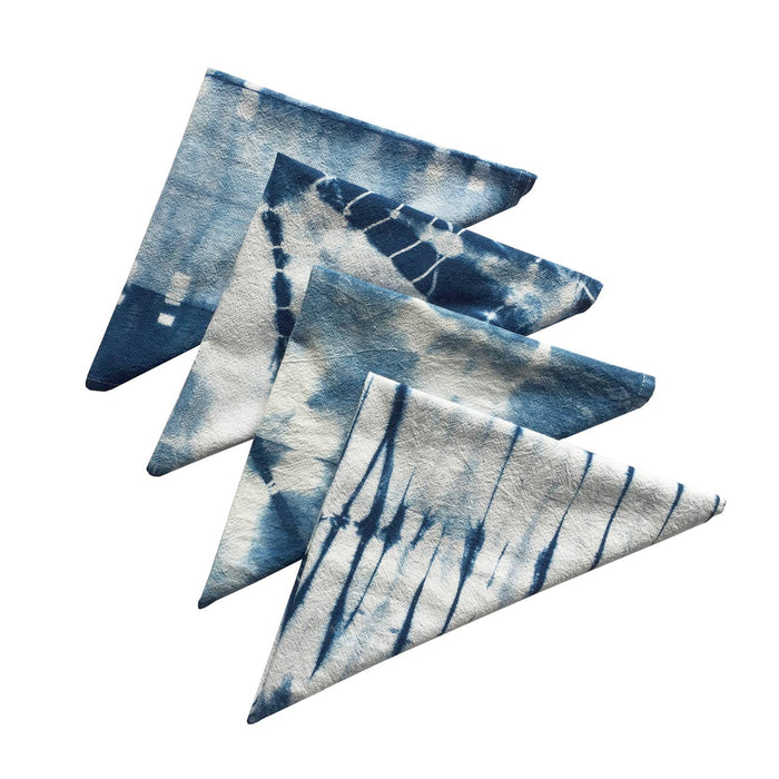 Cloth Napkins Assorted Indigo Shibori Set of Four