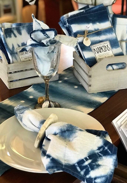 Cloth Napkins Assorted Indigo Shibori Set of Four