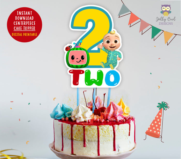 Cocomelon Birthday Party - Digital Printable Cake Centerpiece or Topper for AGE 2