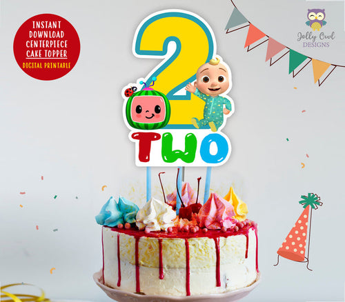 Cocomelon Birthday Party - Digital Printable Cake Centerpiece or Topper for AGE 2