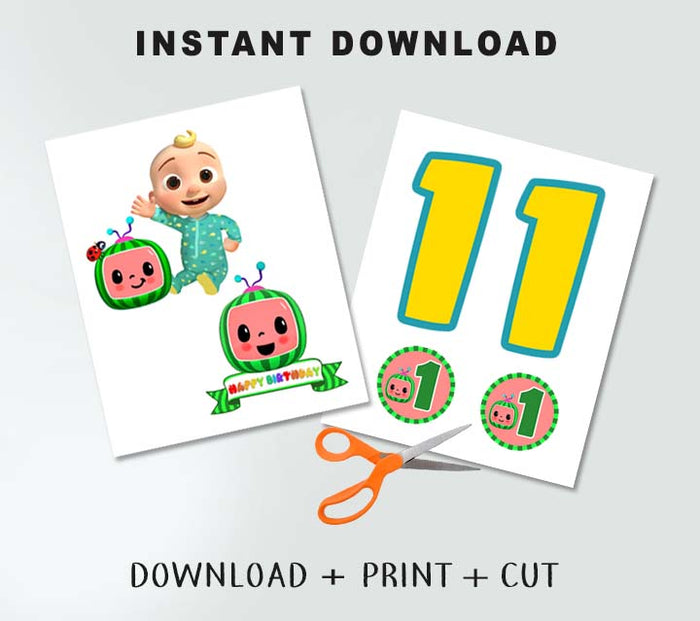 Cocomelon Birthday Party - Digital Printable Centerpieces for AGE 1