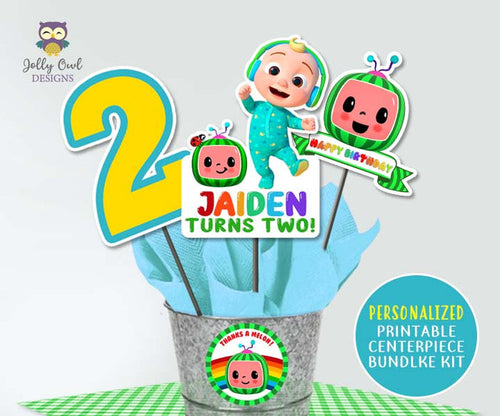 Cocomelon Birthday Party - Digital Printable Personalized Centerpieces Bundle Kit - Jolly Owl Designs
