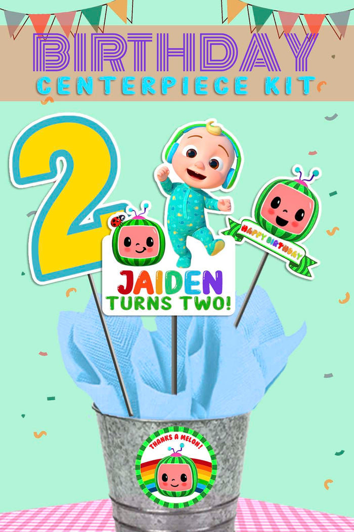 Cocomelon Birthday Party - Digital Printable Personalized Centerpieces Bundle Kit - Jolly Owl Designs