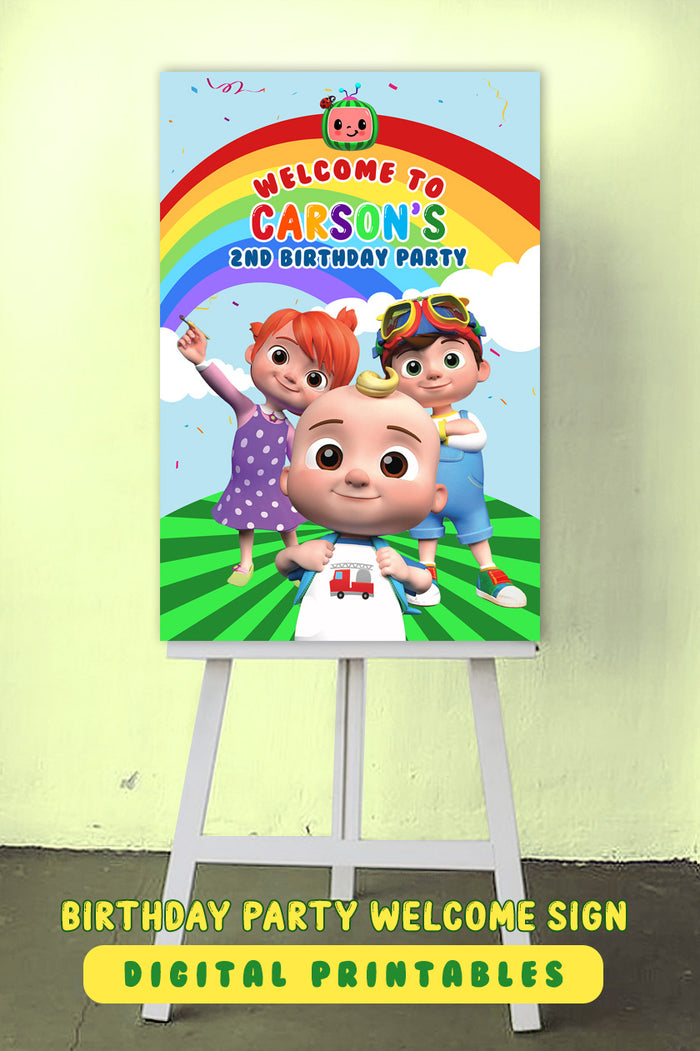 Cocomelon Birthday Party Welcome Sign - Personalized Printable Digital File