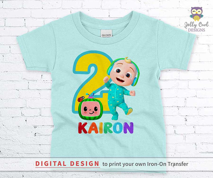 Cocomelon Birthday T-Shirt Design - Digital Design for Iron On Transfer - Personalized For Age Two