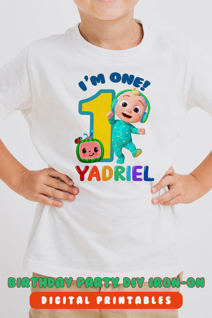 Cocomelon Birthday T-Shirt Design - Digital Design for Iron On Transfer - Personalized - Age One - Jolly Owl Designs