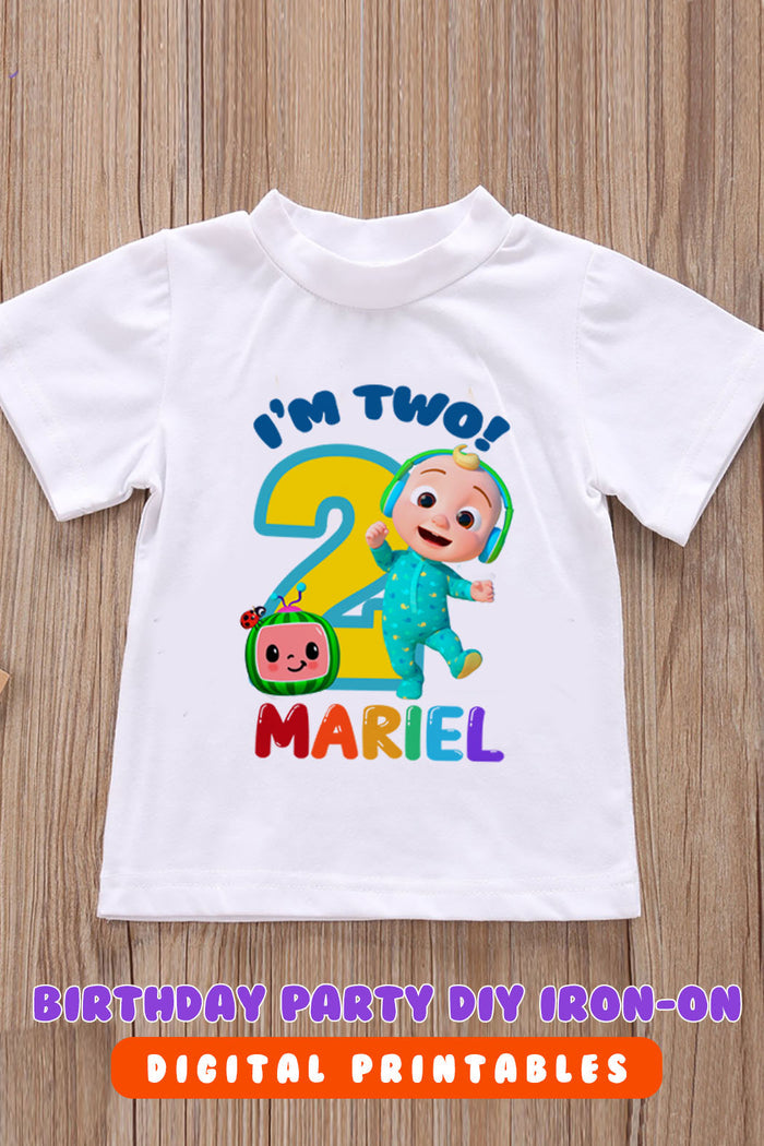Cocomelon Birthday T-Shirt Design - Digital Design for Iron On Transfer - Personalized Age Two - Jolly Owl Designs
