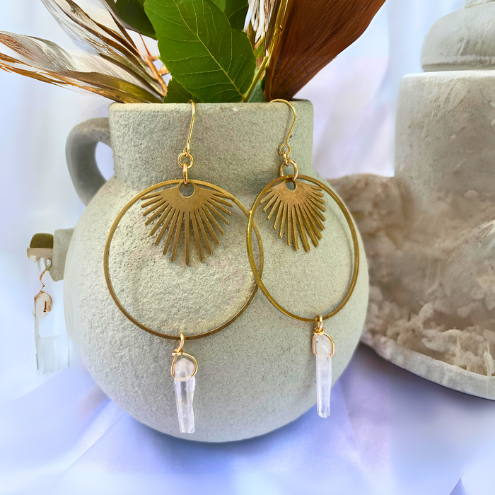 Crystal Quartz Goddess Earrings - Artisan Made