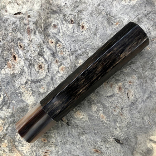 Custom Japanese Knife Handle - Royal Ebony and marbled horn
