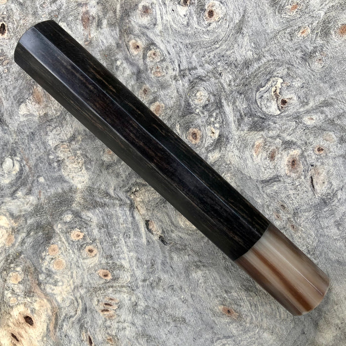 Custom Japanese Knife Handle - Royal Ebony and marbled horn