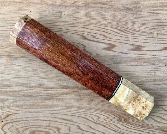 Custom Japanese Knife handle (wa handle) for 165-210mm -  bubinga and masur birch