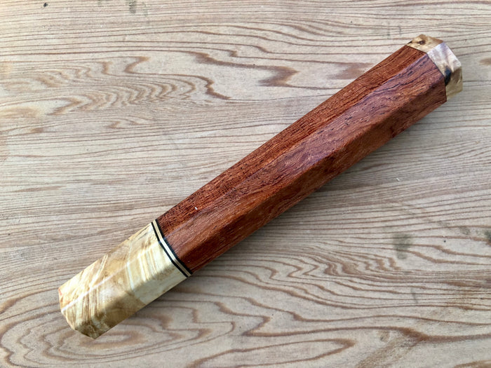 Custom Japanese Knife handle (wa handle) for 165-210mm -  bubinga and masur birch