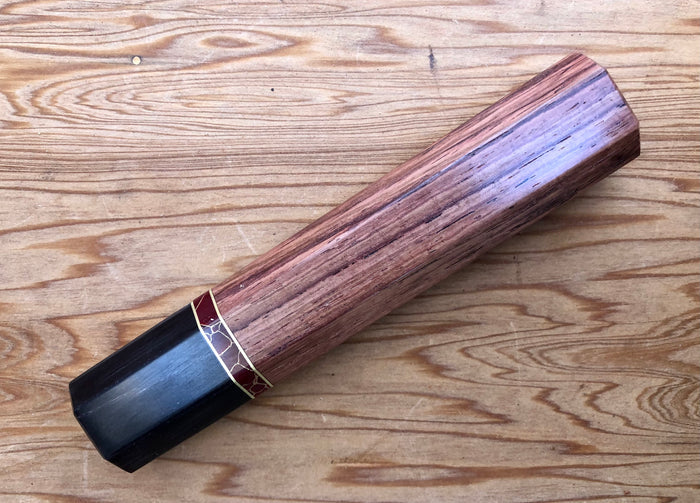 Custom Japanese Knife handle (wa handle) for 165-210mm -  Honduran Rosewood with stone and horn