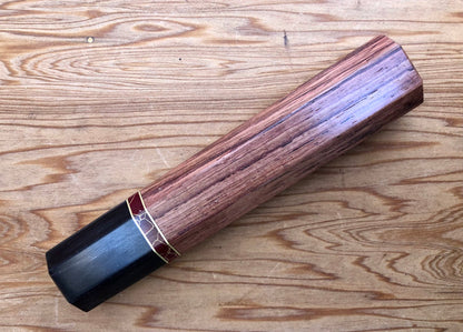 Custom Japanese Knife handle (wa handle) for 165-210mm -  Honduran Rosewood with stone and horn