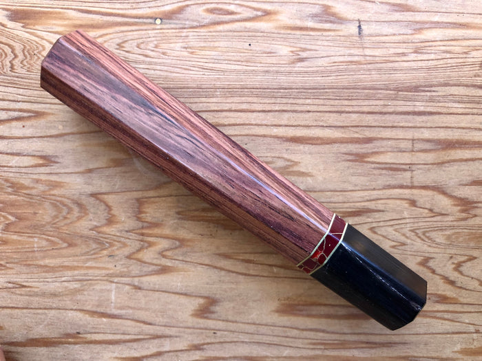 Custom Japanese Knife handle (wa handle) for 165-210mm -  Honduran Rosewood with stone and horn
