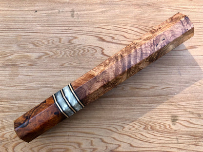 Custom Japanese Knife handle (wa handle)  for 240-270mm - Honduran Rosewood Burl and Desert Ironwood Burl