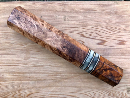 Custom Japanese Knife handle (wa handle)  for 240-270mm - Honduran Rosewood Burl and Desert Ironwood Burl